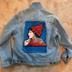 Denim Jacket with Artistic Patch